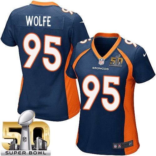 Nike Broncos #95 Derek Wolfe Blue Alternate Super Bowl 50 Women's Stitched NFL New Elite Jersey - Click Image to Close